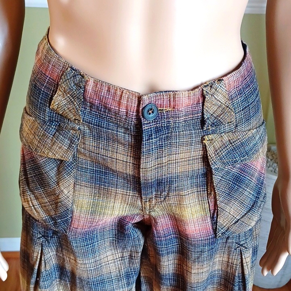 Free People, Plaid Green/Multi Baggy Pant, Size 6 - Picture 2 of 8